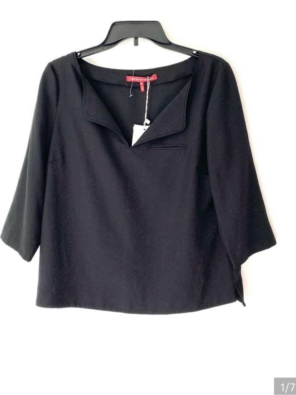 Comptoir Des Cotonniers Naline Black Textured Black Blouse NWTs size 38 medium